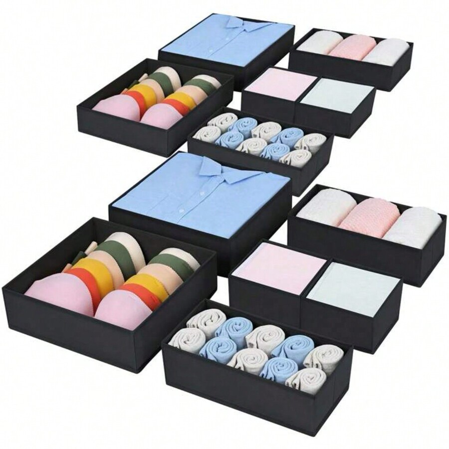 1/3pcs Simple Style Foldable Cloth Storage Box Closet Dresser Drawer