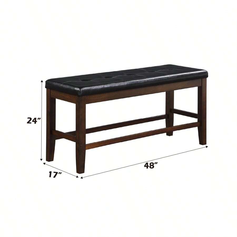 ACME Urbana Counter Height Bench In Black PU And Espresso 74634 SHEIN USA