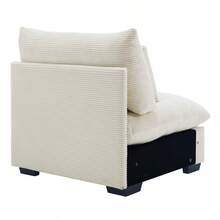 Armless Sofa For Flexible Combination To Become 2 Seater 3 Seater 4 Seater Sofa; Armless Sofa With Delicate And Soft Corduroy Fabric, High Resilience Sponge And Waist Pillow, Beige - 米色+燈芯絨+1座如圖 - 查看 3