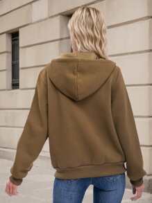 Women's Zip-Up Hoodie With Embossed Fabric - Stylish Casual Outerwear Jacket