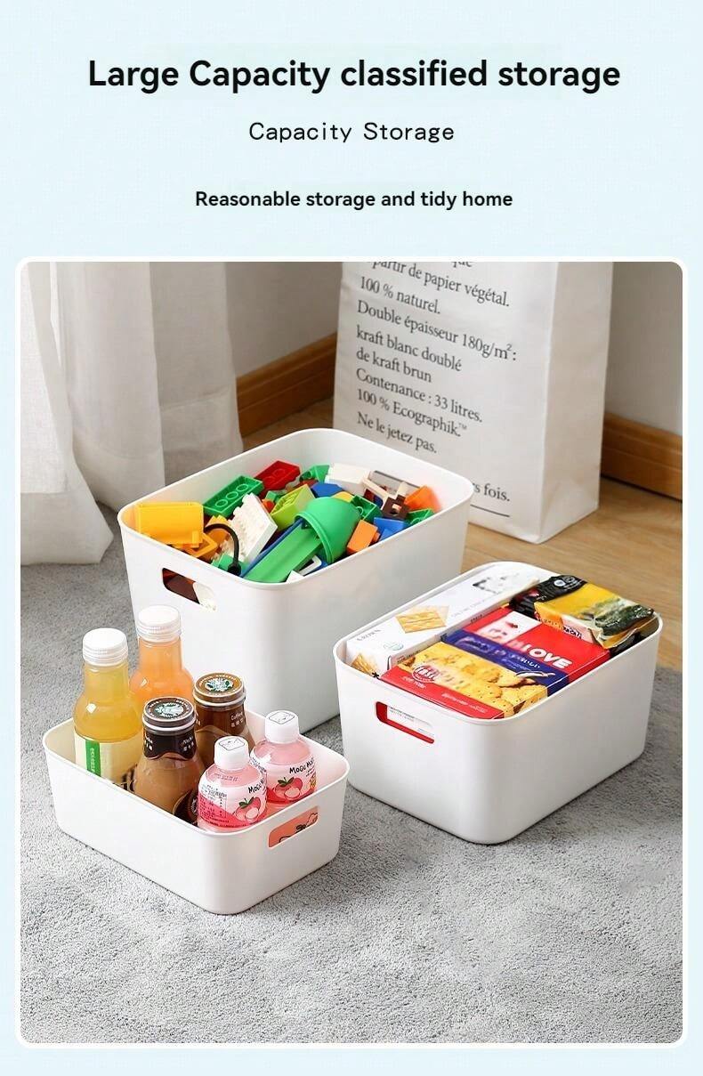 1 Pc, White Simple PP Material Plastic Storage Basket, Kitchen Home