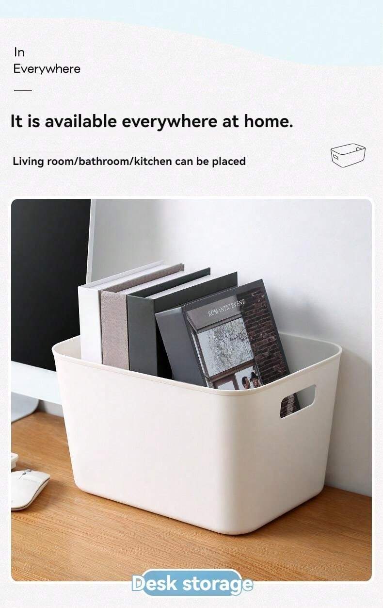 1 Pc, White Simple PP Material Plastic Storage Basket, Kitchen Home