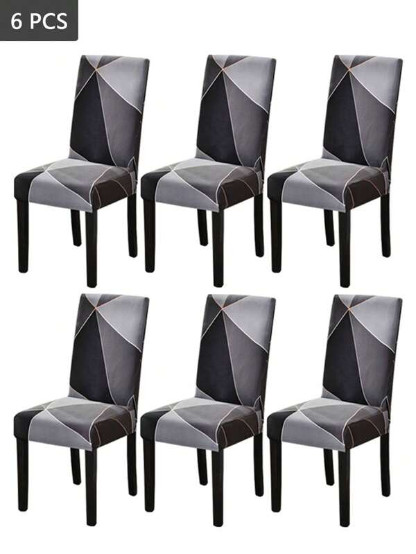 Capa de cadeira impressa 6 peças, capa elástica para cadeira de restaurante, capa de elastano anti-sujeira para banco, decoração para casa