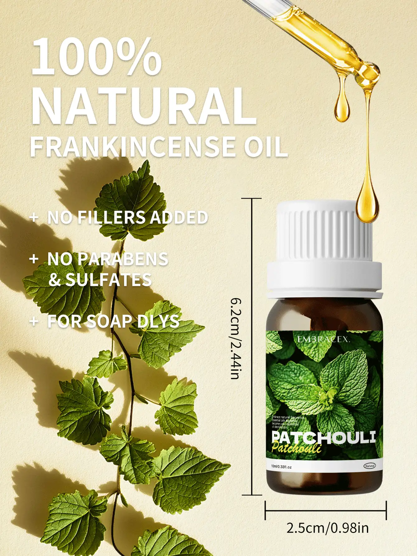 EMBRACEX. 10ml 100% Pure & Natural Patchouli Essential Oil, Suitable For Aromatherapy Diffuser, Humidifier, Autumn/Winter - Patchouli - View 5