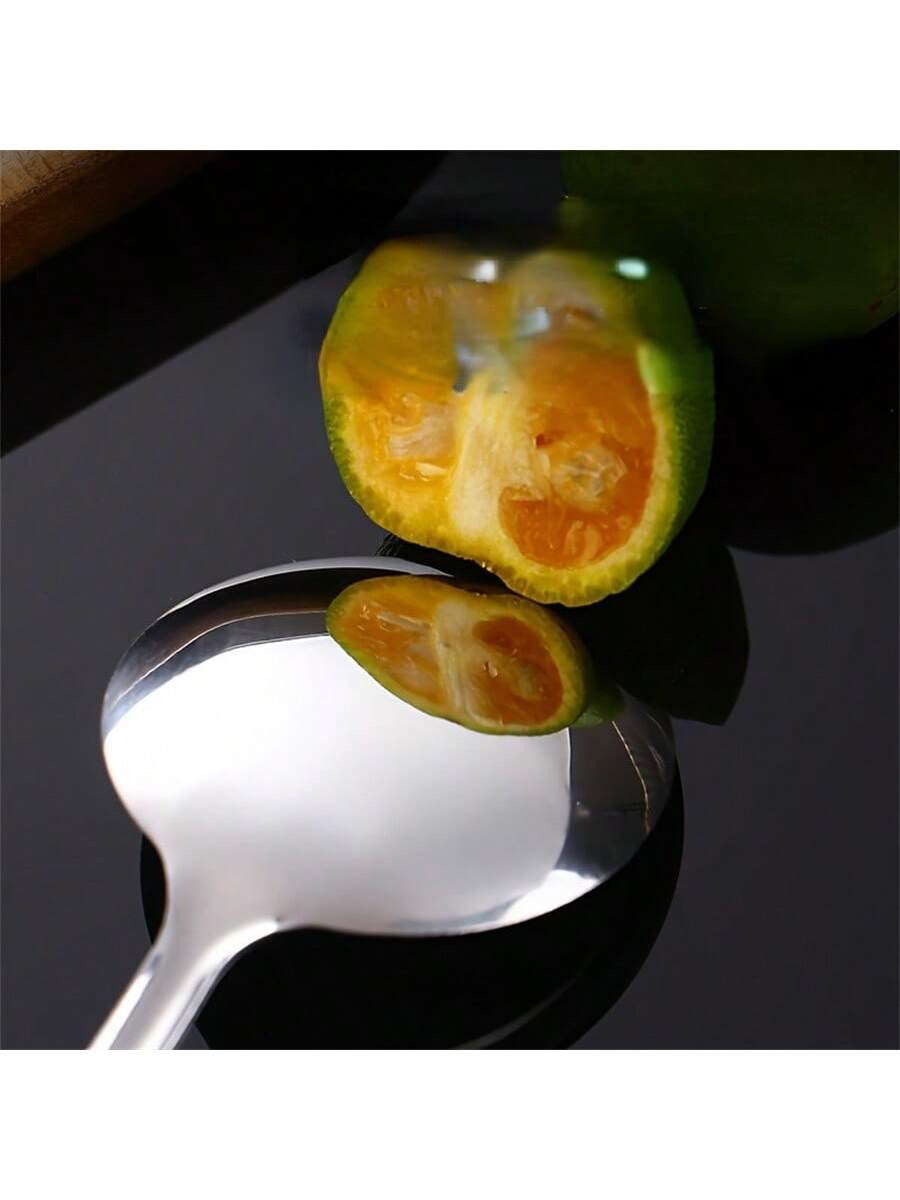 طقم 6 ملاعق حساء سميكة مستديرة من الفولاذ المقاوم...