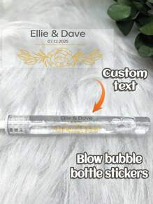 45 件定制气泡管贴纸，个性化婚宴贴纸，定制名称和日期贴纸，带透明金箔气泡标签 - 设计您自己的气泡管贴纸以匹配婚礼主题，由 PVC 材料制成，为您的装饰增添优雅气息。非常适合婚礼礼物、招待会和派对礼物，为您的婚礼宾客打造独特的礼物和装饰品 - 彩色 - 查看 16