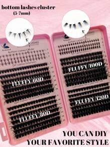 Extensiones de pestañas de racimo indivuales, 620 piezas de racimos con pestañas esponjosas de 120D/100D/80D/T50, kit de racimos con pestañas gruesas y suaves de mink falso, rizo D en tamaños de 9MM/10MM/12MM/14MM/16MM/18MM para extensiones de pestañas dramáticas, maquillaje para bodas, herramientas de pestañas postizas en color negro. El kit incluye pestañas de racimo individuales en gran capacidad, con rizo D y raíz negra, rizan las pestañas para un volumen máximo y son fáciles de aplicar en casa.