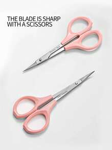 klimonla 1件指甲刀纸夹剪刀指甲尖剪简约指甲工艺剪刀指甲贴纸剪刀精致锋利剪刀工具 - 粉色 - 查看 3