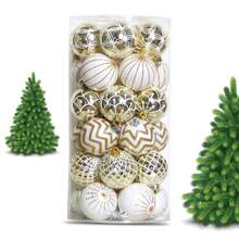 30 piezas Bolas de Navidad Adornos Pintados en Dorado y Blanco Irrompibles, Decoración Festiva Adecuada para Bodas y Compromisos (6CM) - platino - Ver 2