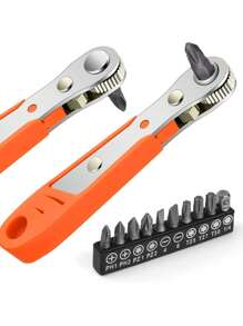 Screwdriver Handle Suitable For Tight Spaces, Front & Back, Bent Head, Right Angle, Head, Steel Material, Red Color, Requires Assembly, Non-Electric, No Battery Needed, For Industrial And Scientific Use, Tools For Men