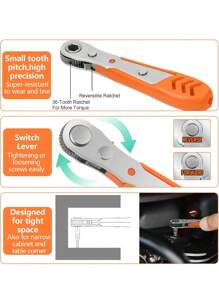 Screwdriver Handle Suitable For Tight Spaces, Front & Back, Bent Head, Right Angle, Head, Steel Material, Red Color, Requires Assembly, Non-Electric, No Battery Needed, For Industrial And Scientific Use, Tools For Men