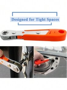 Screwdriver Handle Suitable For Tight Spaces, Front & Back, Bent Head, Right Angle, Head, Steel Material, Red Color, Requires Assembly, Non-Electric, No Battery Needed, For Industrial And Scientific Use, Tools For Men