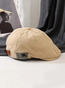 1pc Unisex Japanese Streetwear Brand Patch Logo Beret Hat, Reversible Hip-Hop Bucket Hat, Warm Accessory For Autumn & Winter