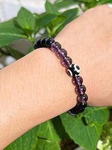 1 件/恶魔之眼手链 8 毫米天然石雪花石，波西米亚风格是送给朋友的首选礼物