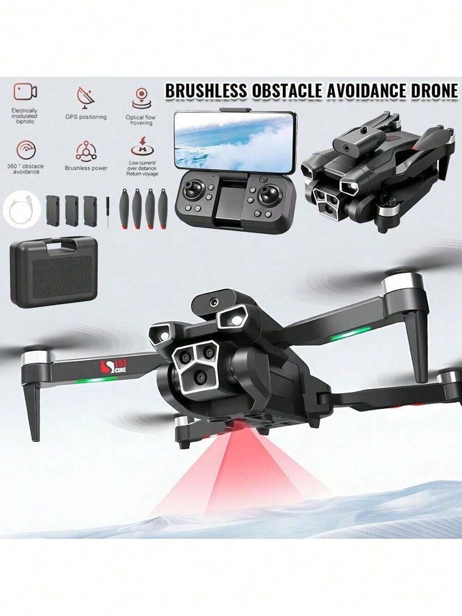 Drone 8K Brushless HD Triple Camera Intelligent Obstacle Quadcopter for ...