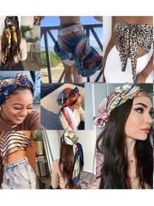 90x90cm Lenço Cetim Cabeça Pescoço de Seda Super Moda - Multicolorido - Visão 3