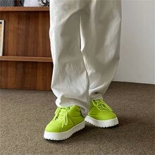 Giày thể thao đế dày mới cho nam, giày thể thao thường ngày cao cấp, buộc dây, chống trượt, cổ giữa, Niche American High Street - màu xanh lá - Xem 5