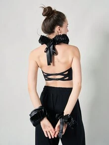 3 件套黑白涤纶项圈和手镯配件套装，适合派对 - 宮廷假高立領 - 查看 9