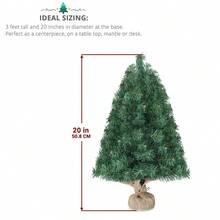 20 In Pre-Lit Artificial Mini Christmas Tree, Tabletop Small Xmas Pine Tree With Ornaments And 30 Warm Lights Battery Operated For Home Office Store Holiday Deco, Green - 綠色 - 查看 2