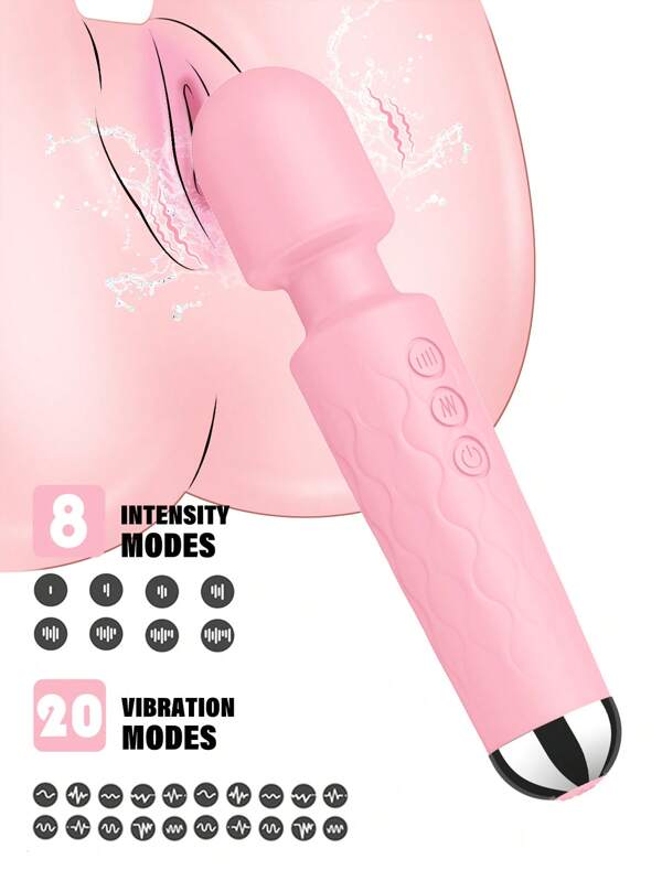 LIKETHAT Vibrateurs Sexy, vibromasseur clitoridien avec 8 modes de force de vibration et 20 modes de fréquence de vibration, puissant masseur personnel baguette vibrante, stimulateur clitoridien, jouets sexuels pour adultes pour femme