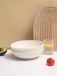 1/2/4 Pieces Plastic Big Bowls Set Large Salad Bowls Unbreakable Serving Bowls Microwave Dishwasher Friendly For Restaurant Cereal Salad,School Supplies