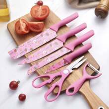 Conjunto de cuchillos de 6 piezas, caja de regalo de navidad, conjunto de cuchillos de cocina, conjunto de cuchillos afilados. - Rosa - Ver 2