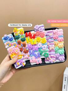 60 Piezas De Dulces Lazos De Pelo De Dibujos Animados Para Niñas - Multicolor - Ver 2