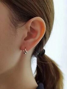 极简主义 925 纯银双水滴十字架环状耳环三色精美珠宝时尚女士耳环 - Minimalist Hoop Earrings - 查看 7