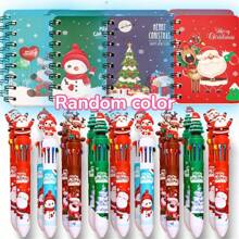 Set Of 4 A7 Notebooks + 4 10-In-1 Multicolor Ballpoint Pens, Christmas Gift Exchange, 80-Page Bound Christmas-Themed Notebooks, Portable Pocket Notebooks, Office Supplies, Student Gift, Christmas Present,Xmas Gifts Kids,Pen Set,Kids Toy,Christmas Decor,Christmas Gifts Students,Christmas Goodies,Christmas Presents For Children,Office Supplies Set,Girls Notebook,Back To School