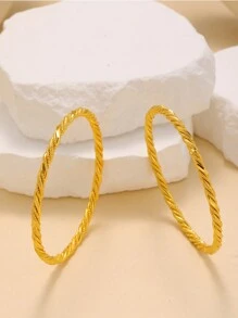 4pcs Luxurious 24K Gold Plated Twisted Bangle Bracelets For Women, Suitable For Gifting And Daily Wear, Perfect For Valentine's Day,Mom,Mother,Mother's Day,Gift