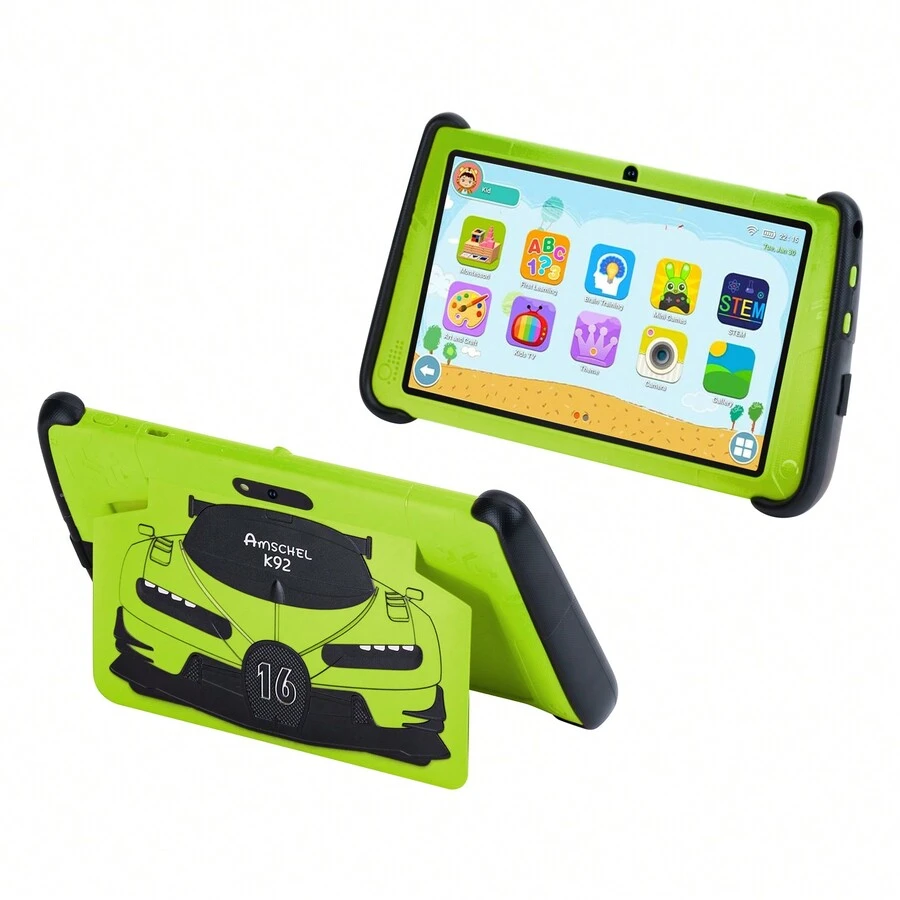 K92 Amschel 4GB+64GB 7" Kids Tablet Pantalla HD de 7 pulgadas Juegos para niños Funda protectora contra caídas Tableta