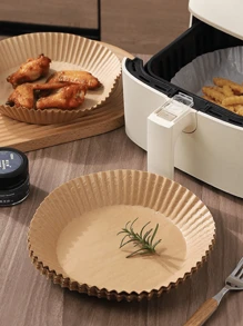 100/50/25pcs Paper Air Fryer Liners, 6-Inch Non-Stick Circular Baking Paper, Compatible With Most Air Fryers - Multicolor - View 3
