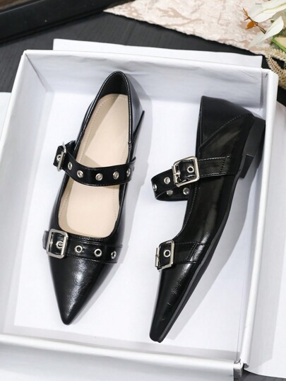 Women's Pointed Toe Flats Slip-On Shoes, Red, Burgundy, Wine Red, New For Autumn/Winter 2024, Casual Loafers, Soft Sole, British Style, Plus Size 41-43