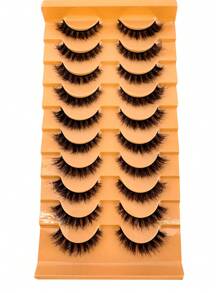 10 pares de pestañas de ojo de gato / Pestañas postizas de visón falso 3D de aspecto natural Extensión de pestañas de volumen ruso clásico Pestañas de visón artificial falsas Tiras de pestañas postizas / Paquete de pestañas de tira suave