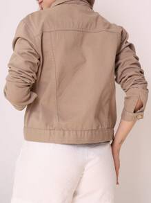 jaqueta Denim moda Feminina Festa junina - Bege - Visão 4