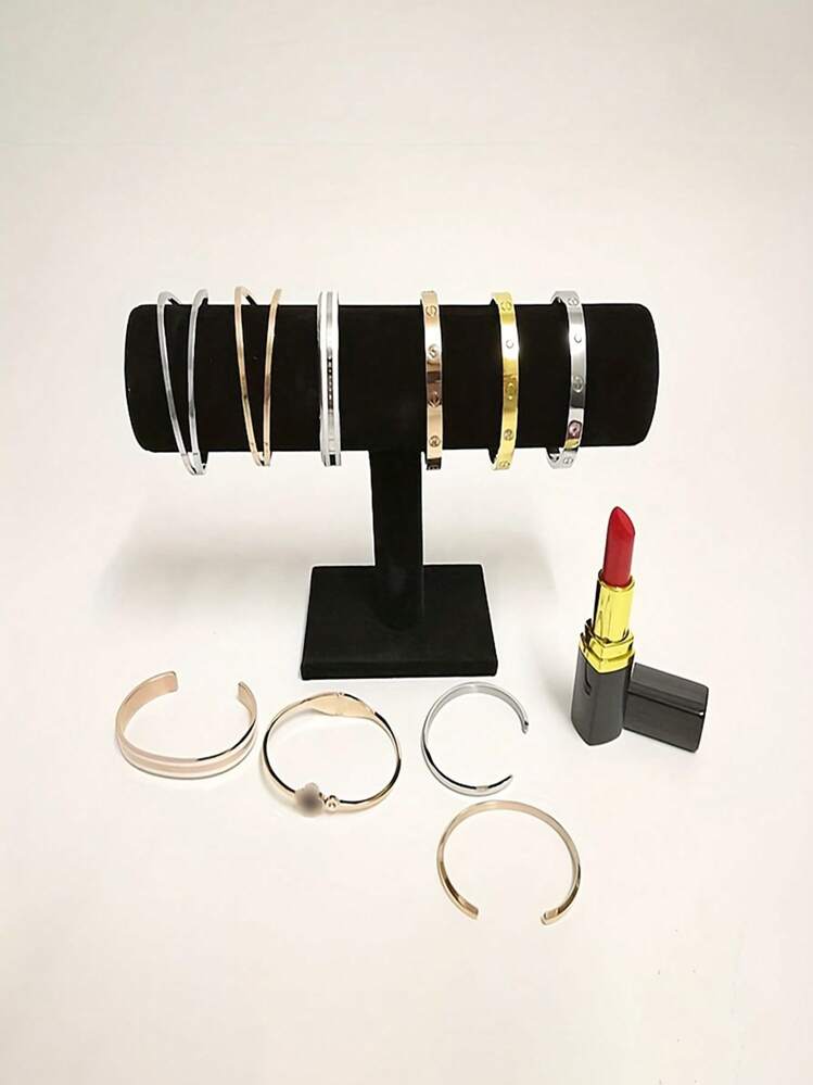 1 件天鹅绒手链/手表展示架，首饰收纳架，可收纳项链、手链、吊坠，时尚女士办公桌收纳，阳光旅行清凉返校礼物 - 彩色 - 查看 3