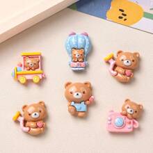 10 / 套混合可爱卡通动物系列兔子小熊猫狗圣诞风格 DIY 奶油凝胶手机壳、钥匙链、发夹、挂绳、树脂首饰配件 - 彩色 - 查看 17