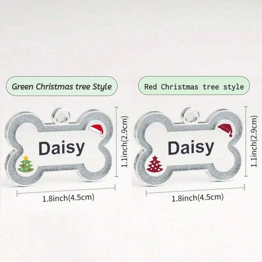 [Customized] Personalized Christmas Pet ID Tag, DIY Pet Name & Phone