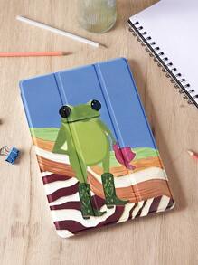 1pc Vacation Frog Pattern Flat Tablet Protective Case, Compatible With IPad 10.2", IPad Pro 11" 2021/2020/10th Gen, IPad Mini 4/5/6, Galaxy Tab A8 10.5" 2022, Matepad 10.4"/Tab, With Pencil Slot, Support Auto Sleep/Wake - Multicolor - View 2