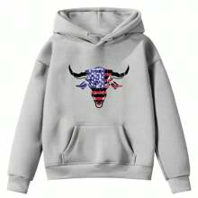 Touro USA Agro Country Shopping Leisure Countryside Sweatshirt Kangaroo Pocket Hood Shipping In 24H - Xám - Xem 1