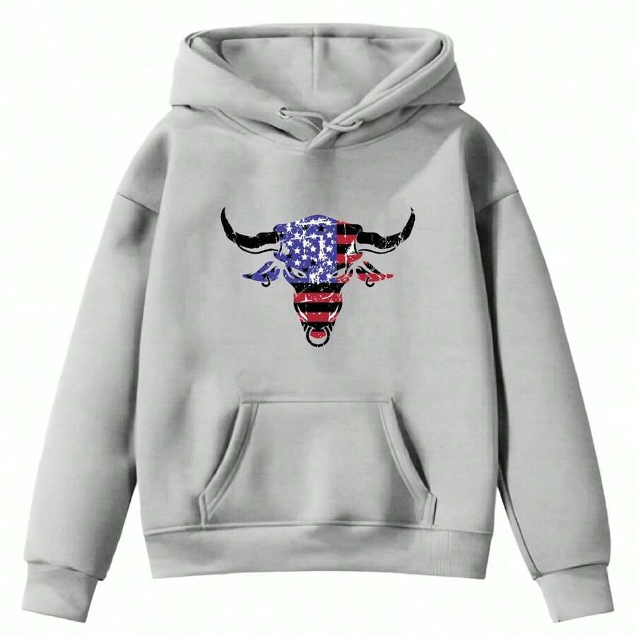 Touro USA Agro Country Shopping Leisure Countryside Sweatshirt Kangaroo Pocket Hood Shipping In 24H - Xám - Xem 1