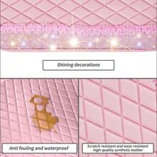 BlingBling Artificial Diamond Car Floor Mat Pink PVC Leather Girl's Love Gift First Small And Medium-Sized SUV Universal Waterproof, Anti Slip And Easy To Clean - Hồng - Xem 9