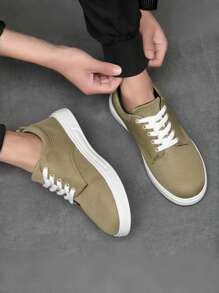 Adidași casual pentru bărbați, în stil britanic, anti-alunecare, anti-mirosuri, respirabili, care absoarbe șocurile, pantofi din pânză de Halloween de culoare uni, pantofi sport la modă cu șireturi, potriviti pentru toate anotimpurile