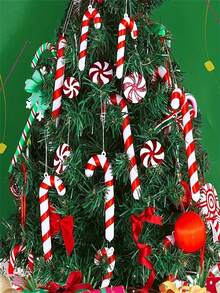 节日糖果拐杖圣诞树装饰 - 塑料制品，无需电力，适合节日装饰 - 彩色 - 查看 9