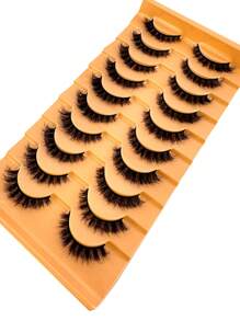 10 pares de pestañas de ojo de gato / Pestañas postizas de visón falso 3D de aspecto natural Extensión de pestañas de volumen ruso clásico Pestañas de visón artificial falsas Tiras de pestañas postizas / Paquete de pestañas de tira suave