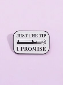 1 件简约英文文字子弹翻领别针，金属徽章胸针配件 - 白色 - 查看 4