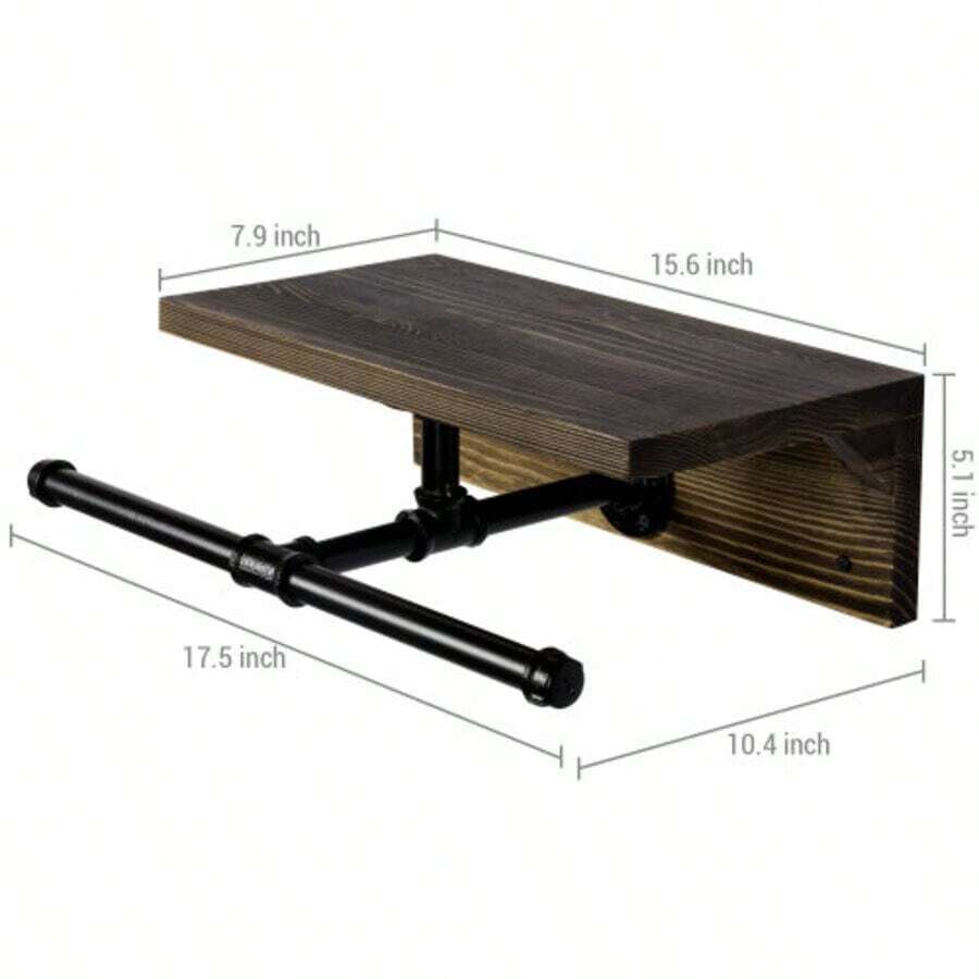 MyGift Wall Mounted Clothing Rack Metal Black Industrial Pipe Clothes