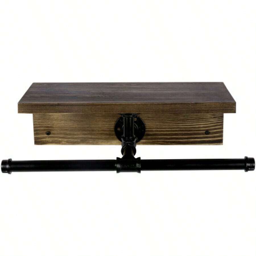 MyGift Wall Mounted Clothing Rack Metal Black Industrial Pipe Clothes