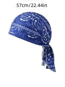 1pc Unisex Paisley Pattern Pirate Hat With Elastic Band Back, Flexible Fabric Material For Casual Wear