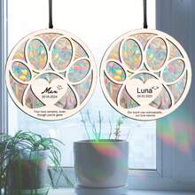 1 件个性化美丽多彩彩虹折射光吊坠 - 宠物纪念吊坠，为失去宠物而送上的衷心慰问礼物，完美的户外花园装饰 - 米色 - 查看 4